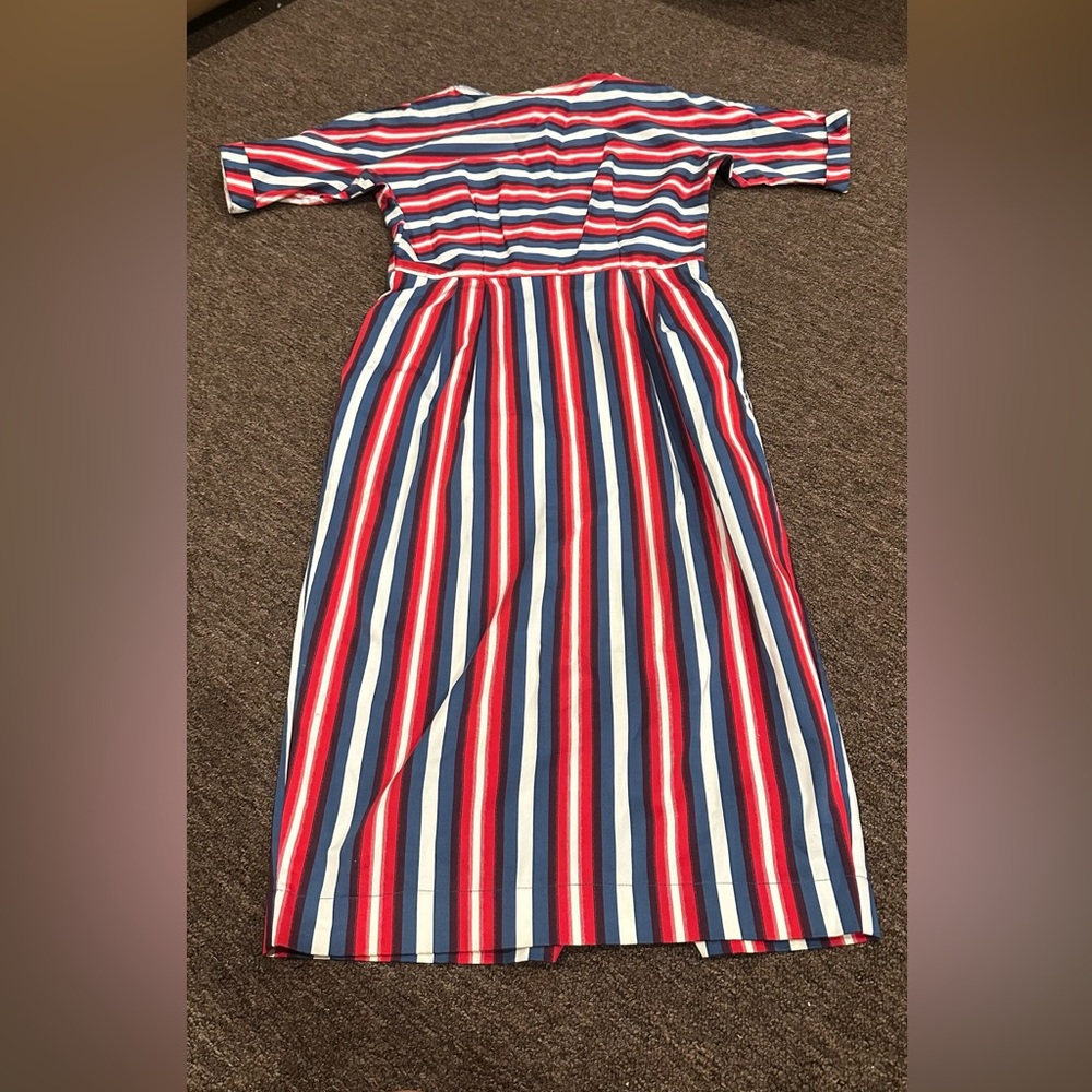 EUC! Asos Sz 10 Red White blue patriotic Stripe  Dress slit SS elegant